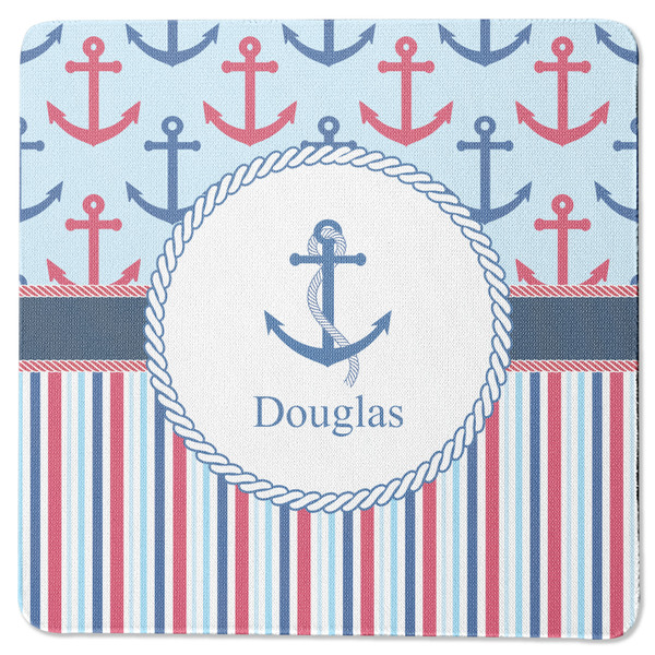 Custom Anchors & Stripes Square Rubber Backed Coaster (Personalized)