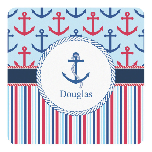 Custom Anchors & Stripes Square Decal - Medium (Personalized)