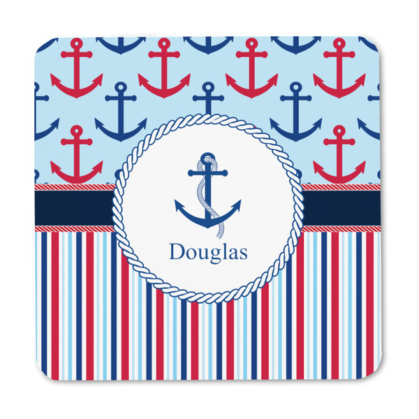 Anchors & Stripes Square Fridge Magnet - FRONT