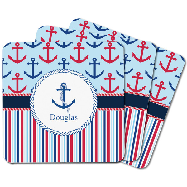 Anchors & Stripes Square Fridge Magnet - MAIN