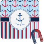 Anchors & Stripes Square Fridge Magnet (Personalized)