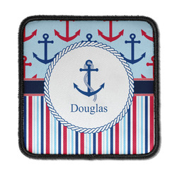 Anchors & Stripes Iron On Square Patch w/ Name or Text