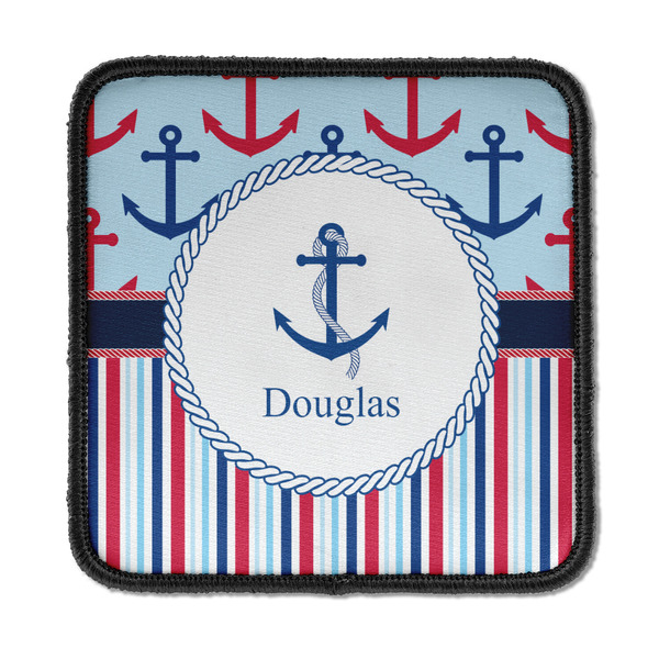 Custom Anchors & Stripes Iron On Square Patch w/ Name or Text