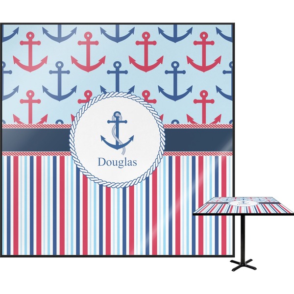 Custom Anchors & Stripes Square Table Top - 24" (Personalized)