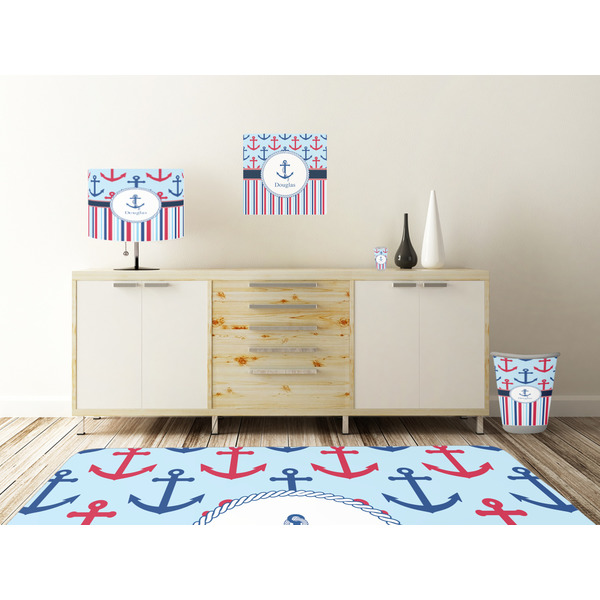 Anchors & Stripes Square Wall Decal Wooden Desk