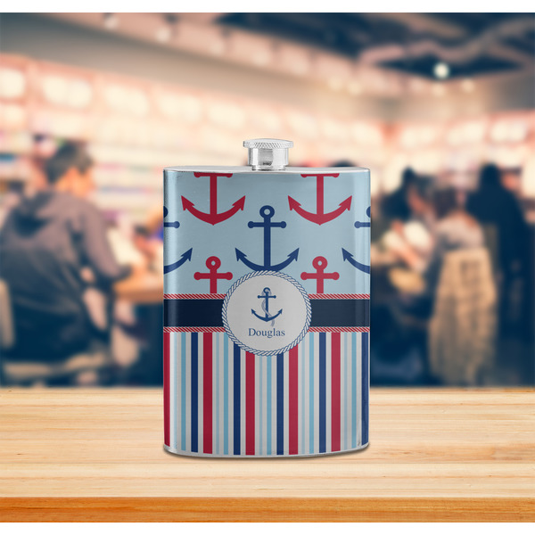 Anchors & Stripes Stainless Steel Flask - LIFESTYLE 2