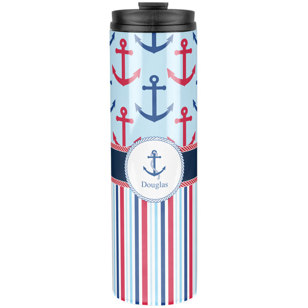 Custom Anchors & Stripes Stainless Steel Skinny Tumbler - 20 oz (Personalized)