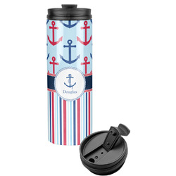 Anchors & Stripes Stainless Steel Skinny Tumbler (Personalized)