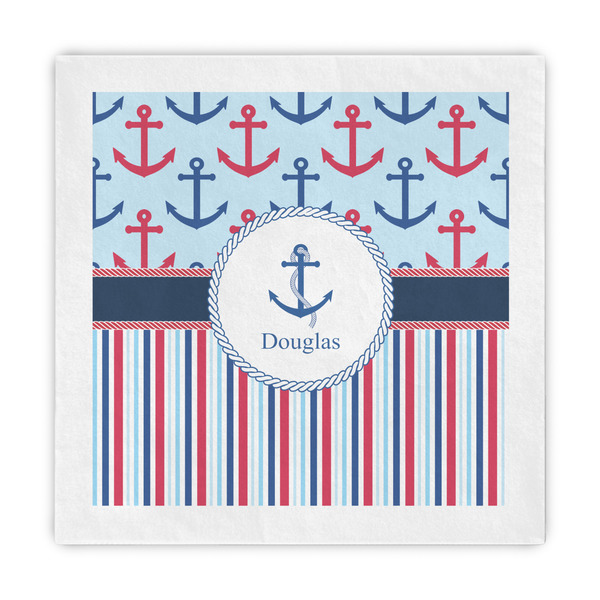 Custom Anchors & Stripes Standard Decorative Napkins (Personalized)