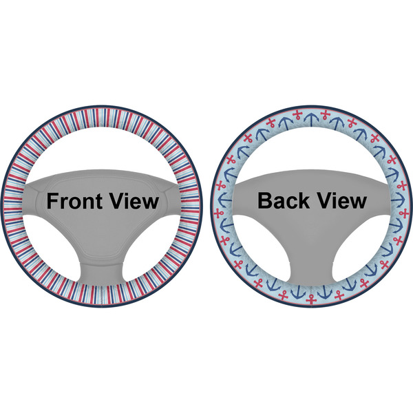Anchors & Stripes Steering Wheel Cover- Front and Back