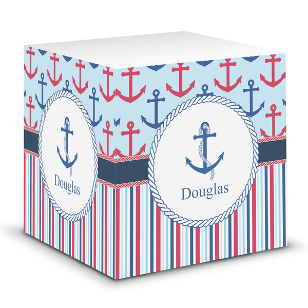 Custom Anchors & Stripes Sticky Note Cube (Personalized)