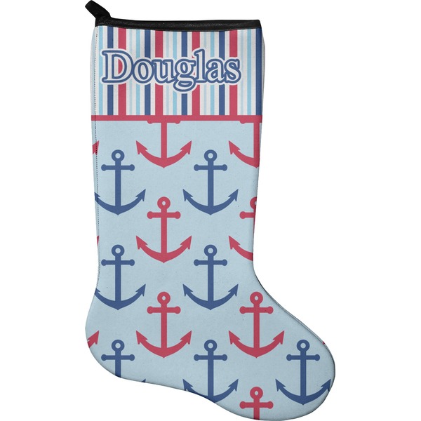 Custom Anchors & Stripes Holiday Stocking - Single-Sided - Neoprene (Personalized)