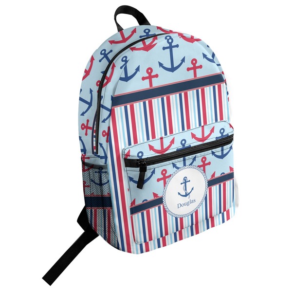 Custom Anchors & Stripes Student Backpack (Personalized)