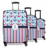 Anchors & Stripes 3 Piece Luggage Set - 20" Carry On, 24" Medium Checked, 28" Large Checked (Personalized)