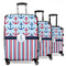 Anchors & Stripes 3 Piece Luggage Set - 20" Carry On, 24" Medium Checked, 28" Large Checked (Personalized)