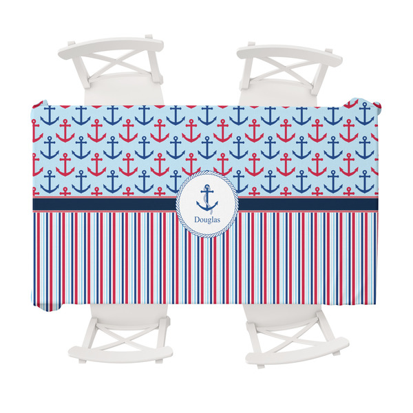 Custom Anchors & Stripes Tablecloth - 58"x102" (Personalized)