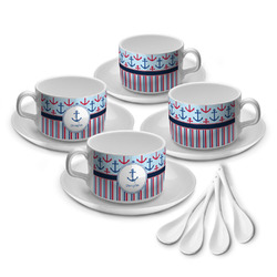 Anchors & Stripes Tea Cup - Set of 4 (Personalized)