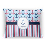 Anchors & Stripes Rectangular Throw Pillow Case - 12"x18" (Personalized)