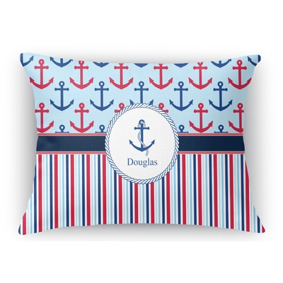 Anchors & Stripes Rectangular Throw Pillow Case (Personalized)