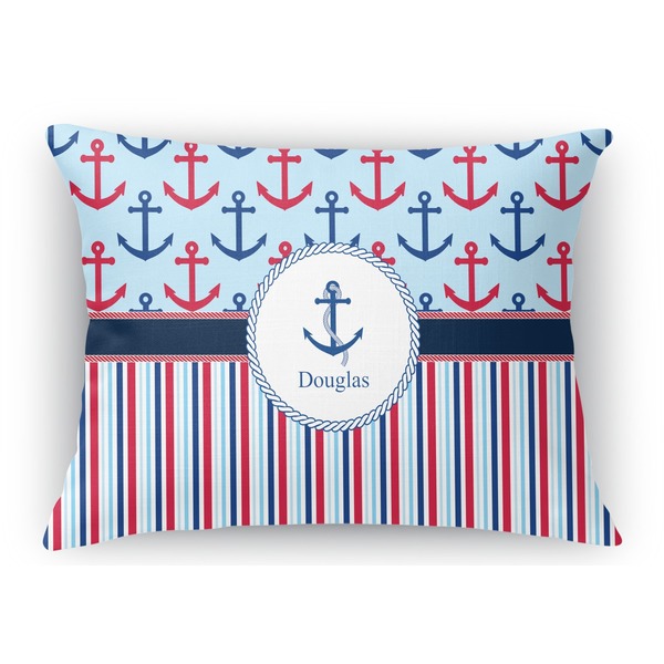Custom Anchors & Stripes Rectangular Throw Pillow Case - 12"x18" (Personalized)