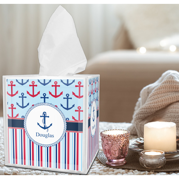 Anchors & Stripes Tissue Box - LIFESTYLE