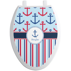 Anchors & Stripes Toilet Seat Decal - Elongated (Personalized)