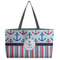 Anchors & Stripes Tote w/Black Handles - Front View