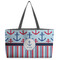 Anchors & Stripes Beach Totes Bag - w/ Black Handles (Personalized)