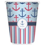 Anchors & Stripes Waste Basket (Personalized)