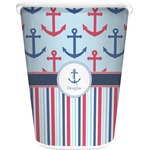Anchors & Stripes Waste Basket (Personalized)