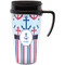 Anchors & Stripes Travel Mug with Black Handle - Front