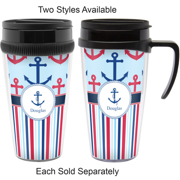 Anchors & Stripes Travel Mugs - with & without Handle