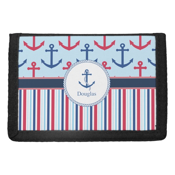 Custom Anchors & Stripes Trifold Wallet (Personalized)