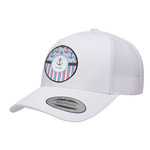 Anchors & Stripes Trucker Hat - White (Personalized)