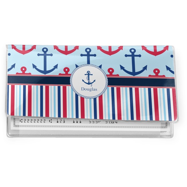Custom Anchors & Stripes Vinyl Checkbook Cover (Personalized)