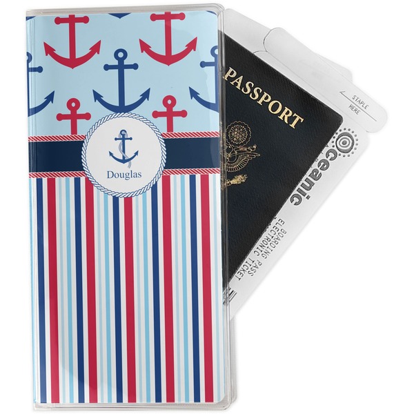 Custom Anchors & Stripes Travel Document Holder