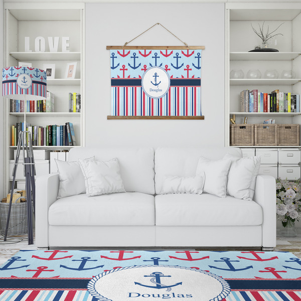 Anchors & Stripes Wall Hanging Tapestry - IN CONTEXT