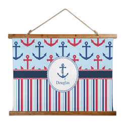 Anchors & Stripes Wall Hanging Tapestry - Wide (Personalized)