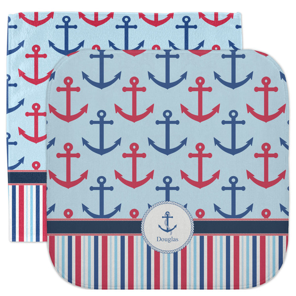 Custom Anchors & Stripes Facecloth / Wash Cloth (Personalized)