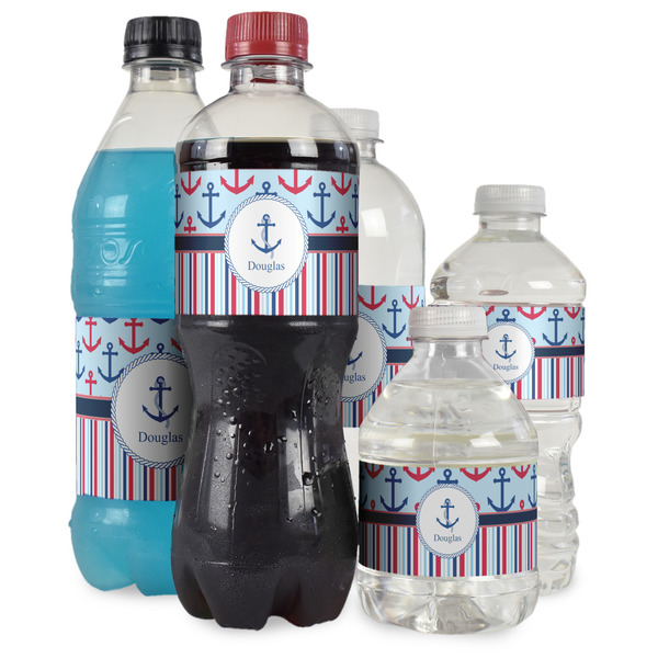 Anchors & Stripes Water Bottle Label - Multiple Bottle Sizes