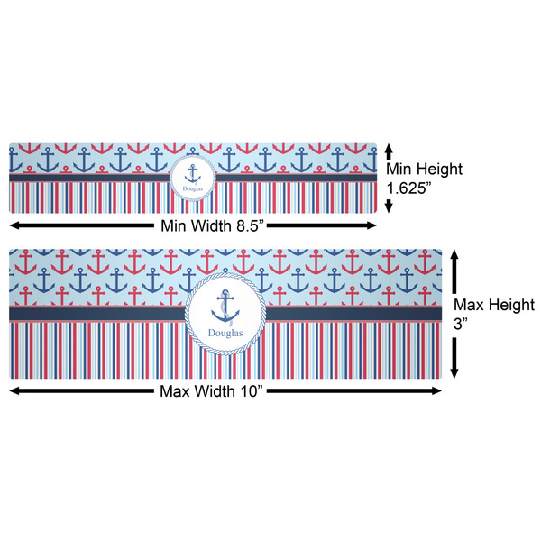 Anchors & Stripes Water Bottle Labels w/ Dimensions