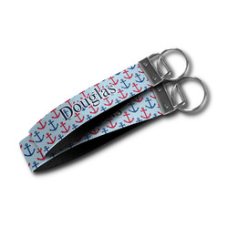 Anchors & Stripes Wristlet Webbing Keychain Fob (Personalized)