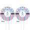 Anchors & Stripes White Plastic 4" Food Pick - Round - Double Sided - Front & Back
