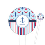 Anchors & Stripes Cocktail Picks - Round Plastic (Personalized)