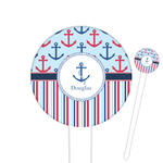 Anchors & Stripes Round Plastic Food Picks (Personalized)