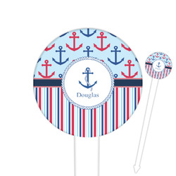 Anchors & Stripes Round Plastic Food Picks (Personalized)