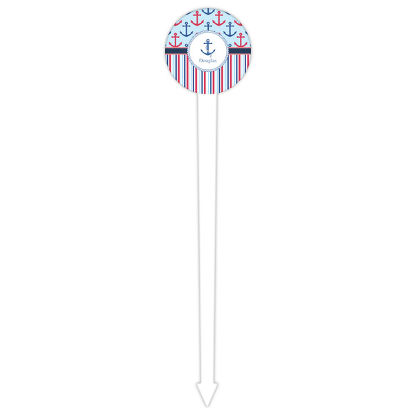 Anchors & Stripes White Plastic 6" Food Pick - Round - Single Pick