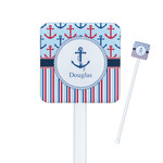 Anchors & Stripes Square Plastic Stir Sticks (Personalized)