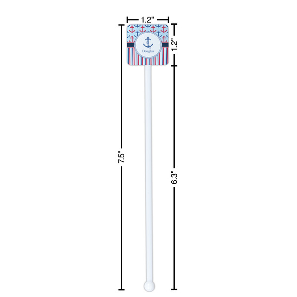 Anchors & Stripes White Plastic Stir Stick - Square - Dimensions