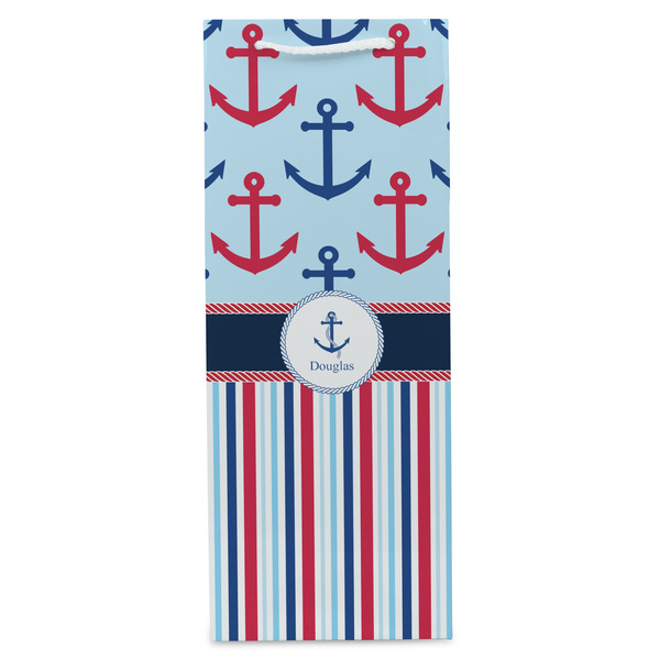 Anchors & Stripes Wine Gift Bag - Gloss - Front